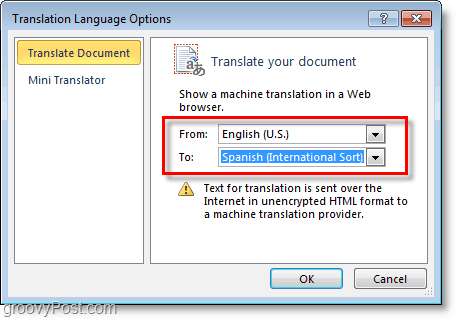 vyberte jazyk, do ktorého chcete preložiť slovo Microsoft