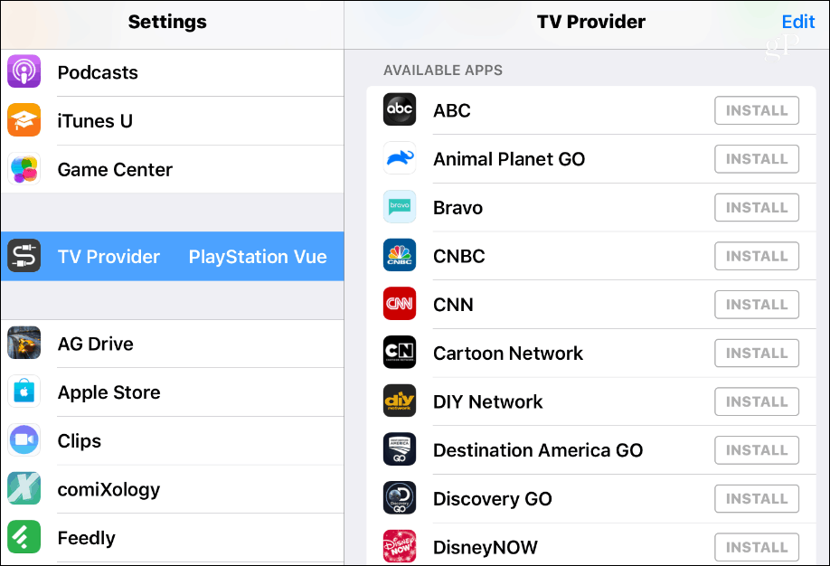 Dostupné aplikácie pre poskytovateľa televíznych služieb pre iOS