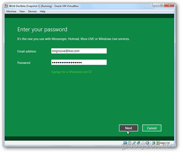 ID virtuálneho odkazu VirtualBox Windows 8