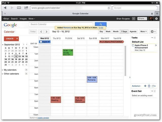 IPad Kalendára Google
