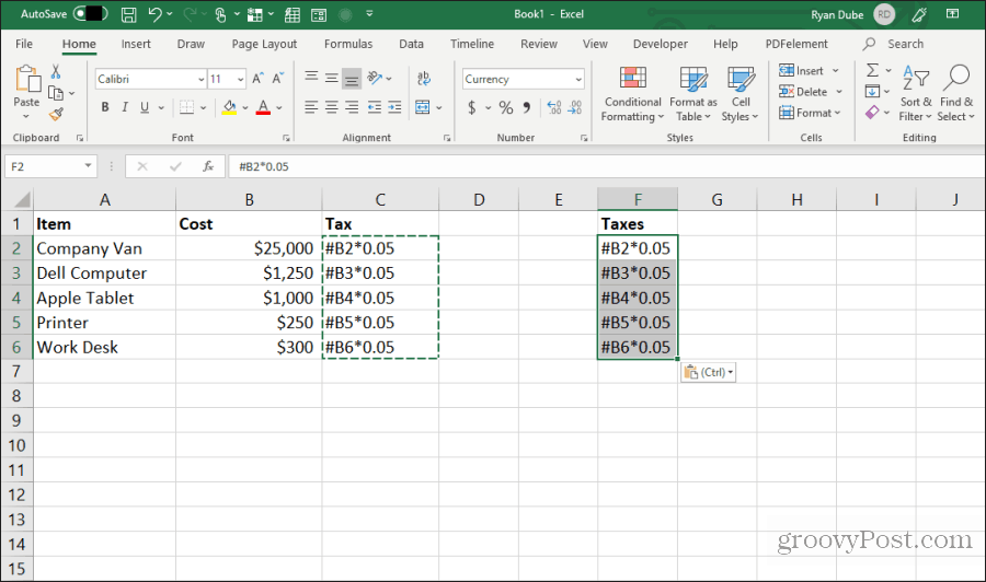 vkladanie upravených vzorcov do programu Excel