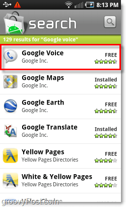 Mobilný Android Market Google Voice