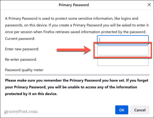 firefox zadajte nové heslo