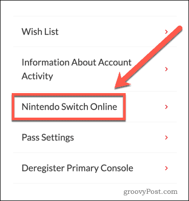 Nastavenia webových stránok Nintendo Switch