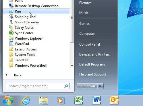 Ponuka Štart systému Windows 7