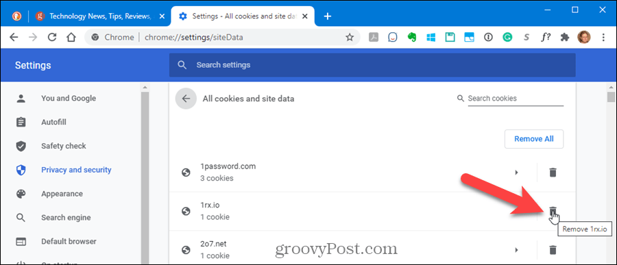 Odstráňte súbory cookie pre jeden web v prehliadači Chrome