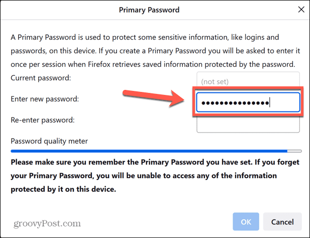 nové primárne heslo pre firefox