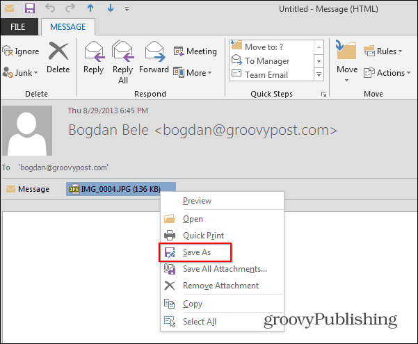 Outlook 2013 Resize Uložiť obrázok so zmenenou veľkosťou