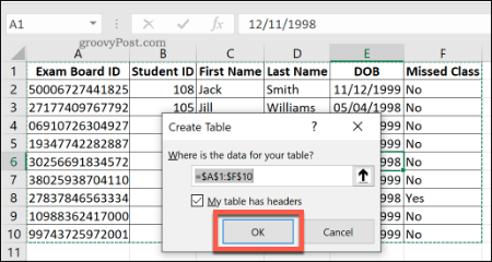 Vytvorenie štandardnej tabuľky v Exceli