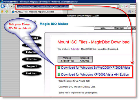 Odkaz na stiahnutie programu MagicISO x86 a x64 pre systém Windows Server 2008