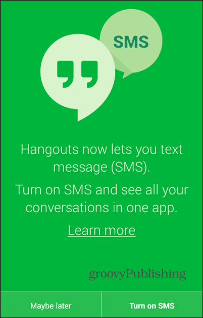 SMS Hangouts sa zapnú