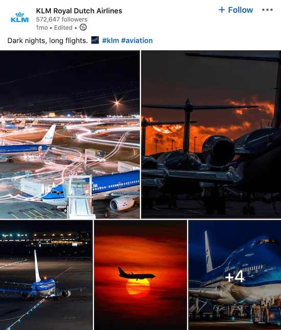 Príspevok na stránke KLM LinkedIn pre viac fotografií