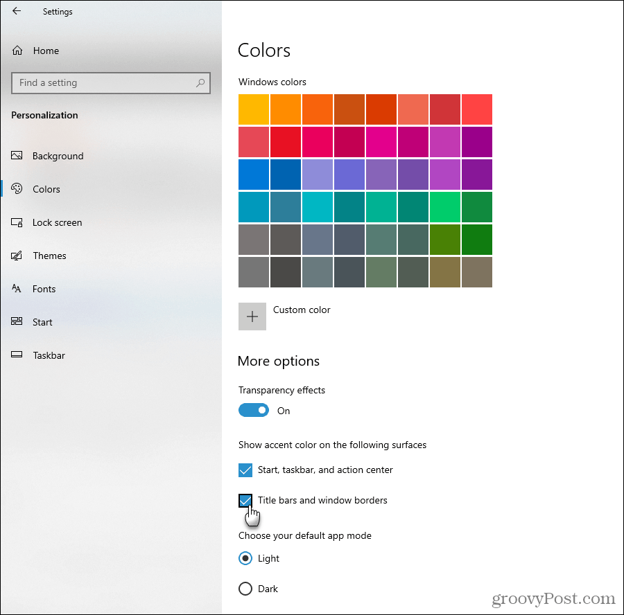 Zobraziť možnosti zvýraznenia farieb v systéme Windows 10