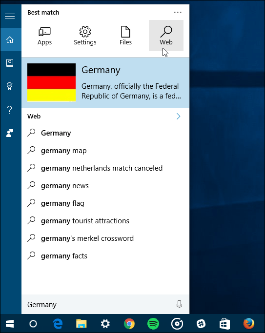 vyhľadávacie filtre Windows 10
