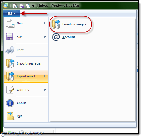 Windows Live Mail: export e-mailových správ