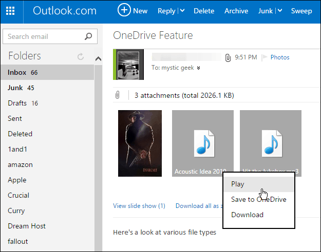 Uložte prílohy Outlook.com do OneDrive jediným kliknutím