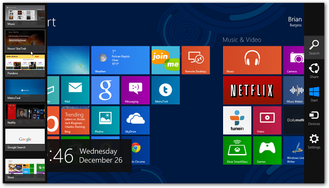 Zakázať horúce rohy systému Windows 8 pri zobrazovaní panelov s príveskami a prepínača