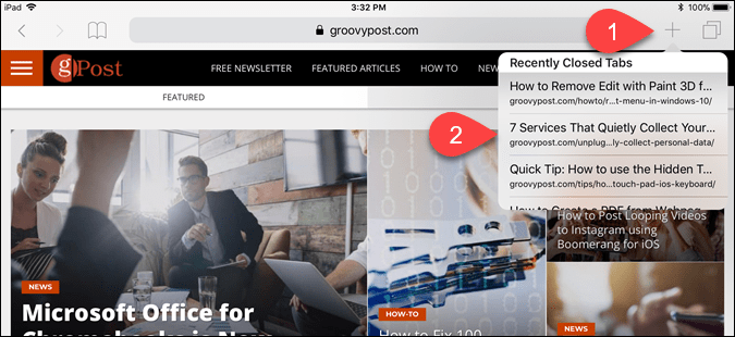 Klepnite a podržte ikonu plus v Safari pre iPad