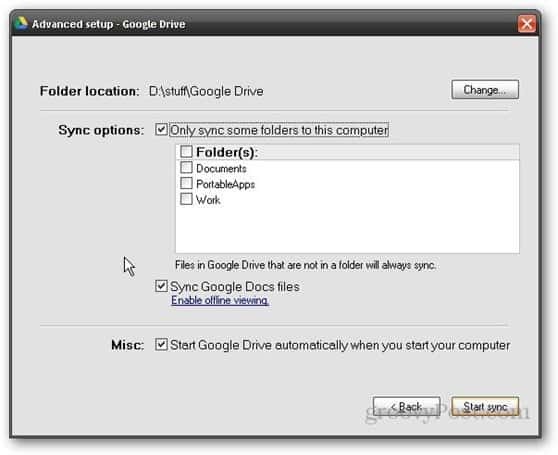 google drive selektívna synchronizácia