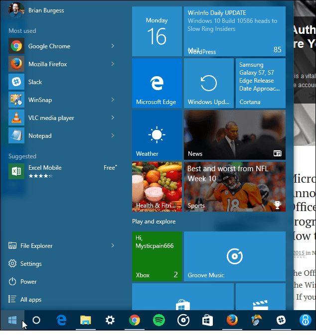 Tip pre systém Windows 10: Štart zobrazte štvrtý stĺpec dlaždíc