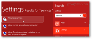 Windows 8 služby snap in