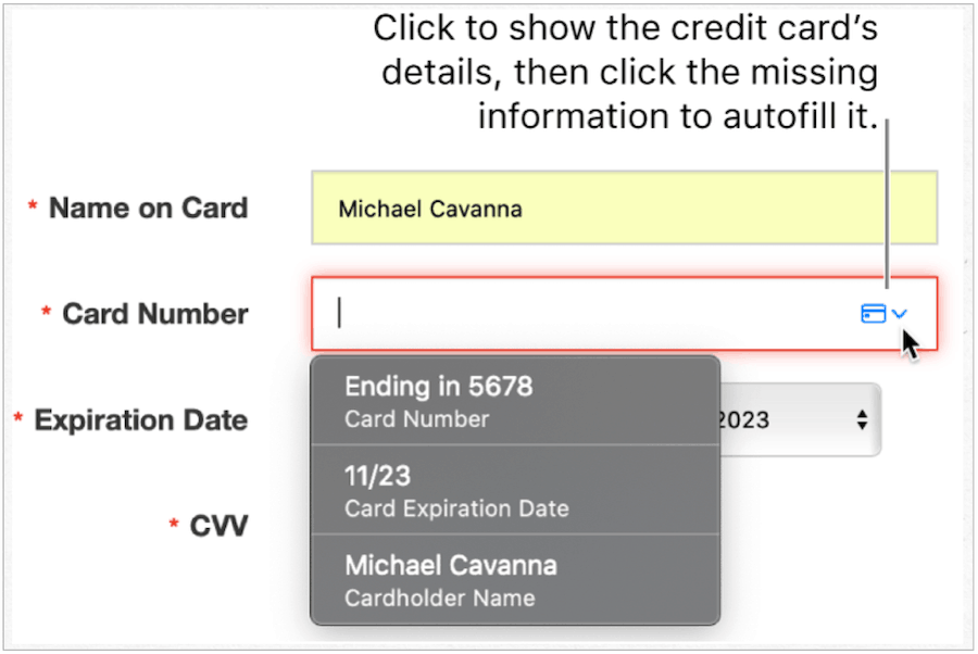 Kreditná karta iCloud Keychain