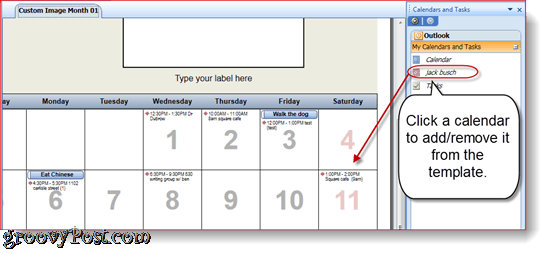 Tlačenie prekrývajúcich kalendárov programu Outlook