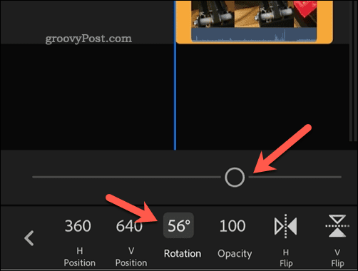 Zmena rotácie videa v aplikácii Adobe Premiere Rush