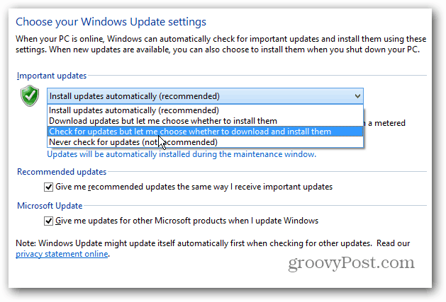 Urobte zo systému Windows 8 zobrazenie oznámenia o pracovnej ploche pre aktualizácie