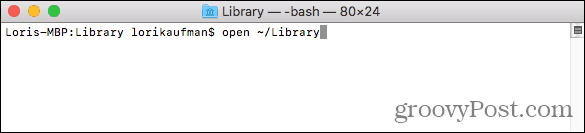 Otvorte priečinok Knižnica vo Vyhľadávači z terminálu v počítači Mac