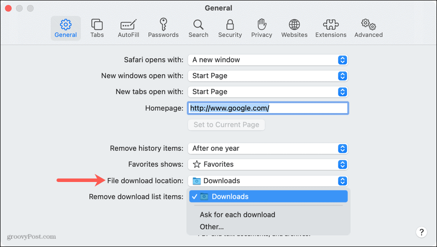 Umiestnenie súboru na stiahnutie v Safari na Macu