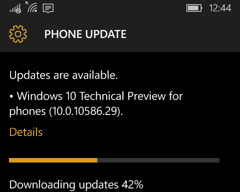 Windows 10 Mobile Build 10586.29 Vracia sa pre Windows Phone