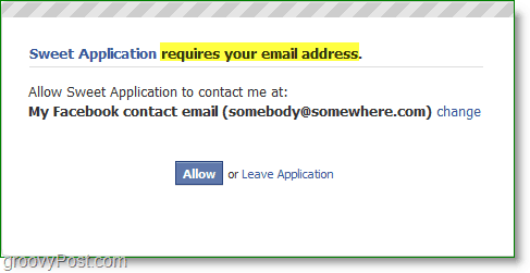 Snímka obrazovky s e-mailom na Facebooku - vyžaduje vašu e-mailovú adresu