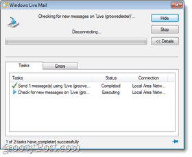 Test synchronizácie pošty Windows Live