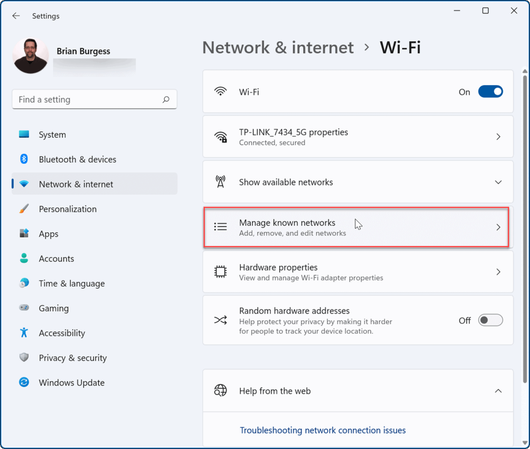 Zabudnite na sieť Wi-Fi v systéme Windows 11