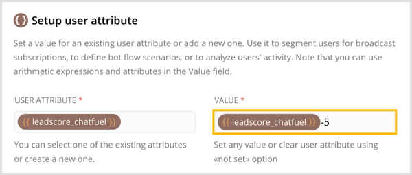 Vytvorte nový atribút používateľa a nastavte jeho hodnotu v aplikácii Chatfuel.