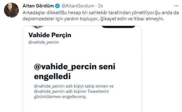 Falošný účet otvorený v mene Vahide Perçin