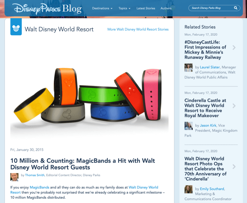 Článok Disney MagicBand z blogu Disney