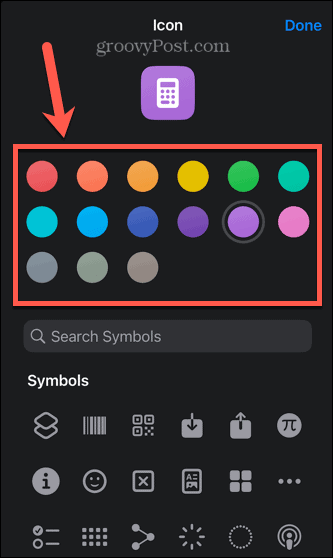 farba ikony skratky iphone