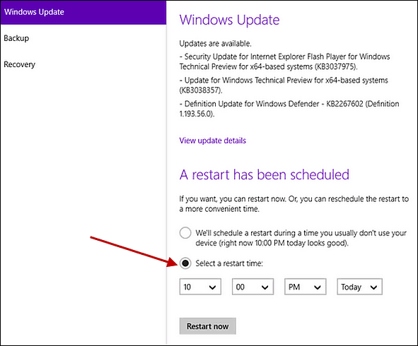 Naplánujte reštart systému Windows Update vo Windows 10