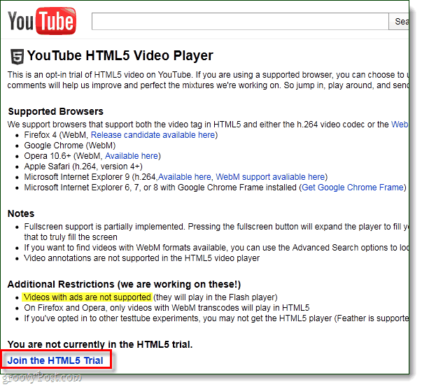 Pozerajte na svojom počítači YouTube namiesto HTML vo formáte HTML5