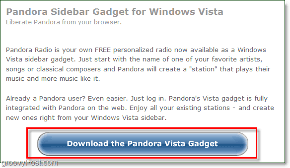 stiahnuť pandora gadget Windows 7