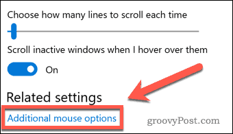 Odkaz na ďalšie možnosti myši systému Windows