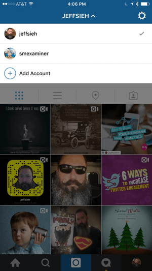 prepínanie účtov instagram