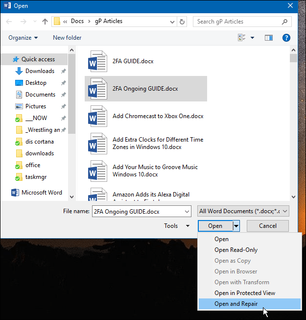 Ako manuálne opraviť dokumenty balíka Microsoft Office pomocou balíka Office
