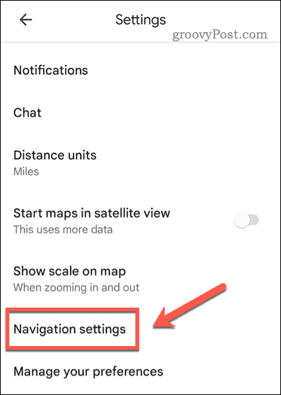 Otvorte nastavenia navigácie v Mapách Google