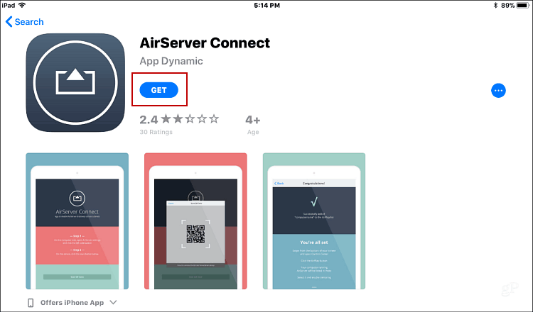 Nainštalujte AirServer Connect iOS