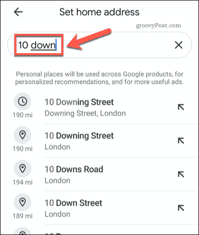 Vyhľadávanie adresy domova v mobilných Mapách Google