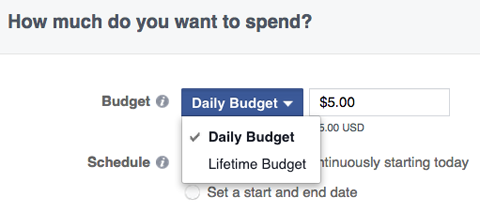 možnosti rozpočtu facebookových reklám