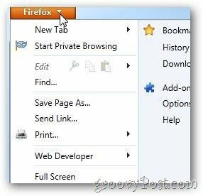 Firefox Arrow - otvorené možnosti